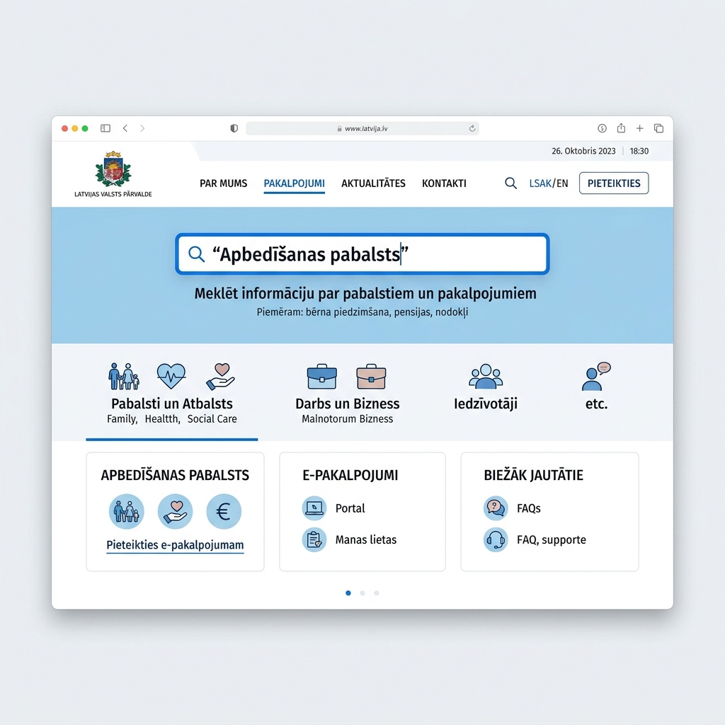Meklēt e-pakalpojumu latvija.gov.lv portālā